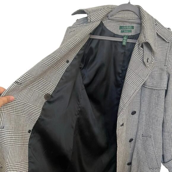 Lauren Ralph Lauren Women's 100% Linen Houndstooth Coat Black White Size Medium - Picture 5 of 6